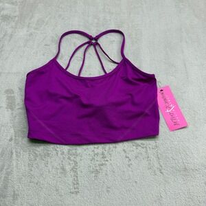 Betsey Johnson Sports Bra Women Medium Purple Strappy Racerback Yoga Gym Workout